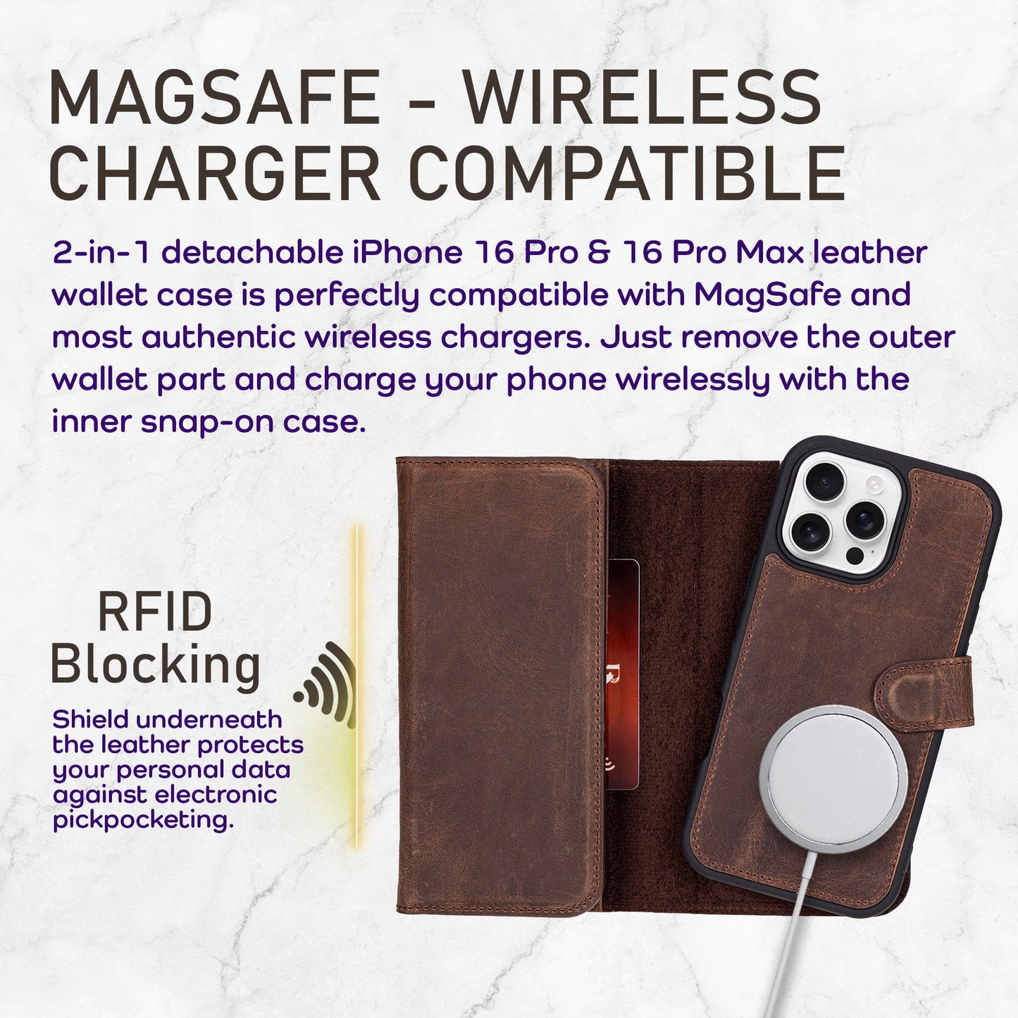 Bayelon iPhone 16 Pro Max Trifold Wallet Case