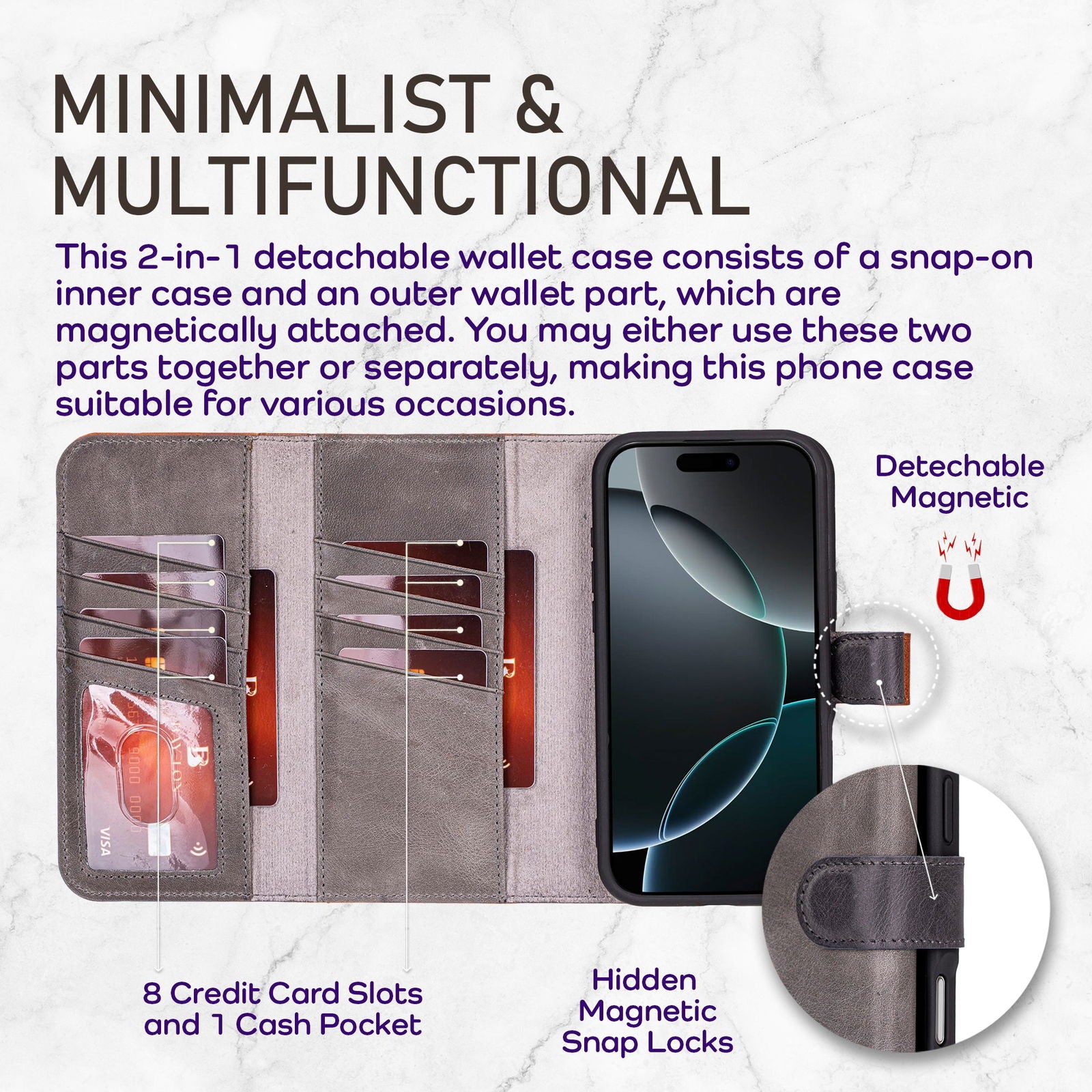 Bayelon iPhone 16 Pro Max Trifold Wallet Case