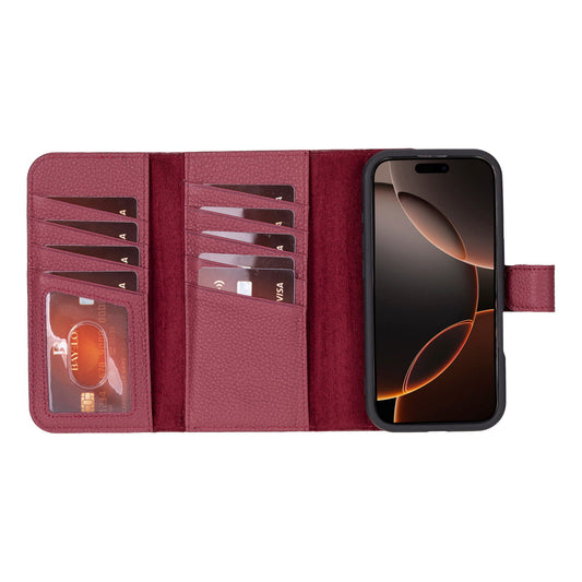 Bayelon iPhone 16 Pro Trifold Wallet Case Burgundy