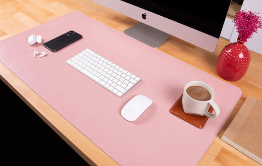 Bouletta Axion Natural Leather Desk Mat Pink