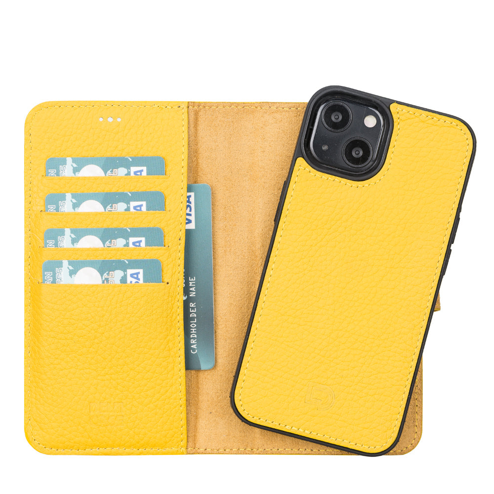 UnBranded Delfi, Magic Leather iPhone 13 Detachable Wallet Case Yellow