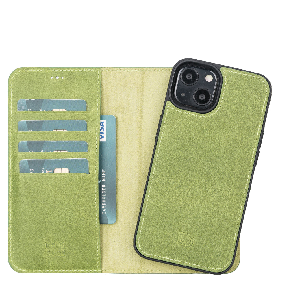 UnBranded Delfi, Magic Leather iPhone 13 Detachable Wallet Case Olive