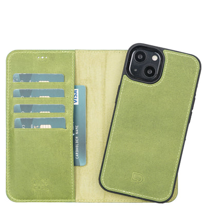 UnBranded Delfi, Magic Leather iPhone 13 Detachable Wallet Case Olive