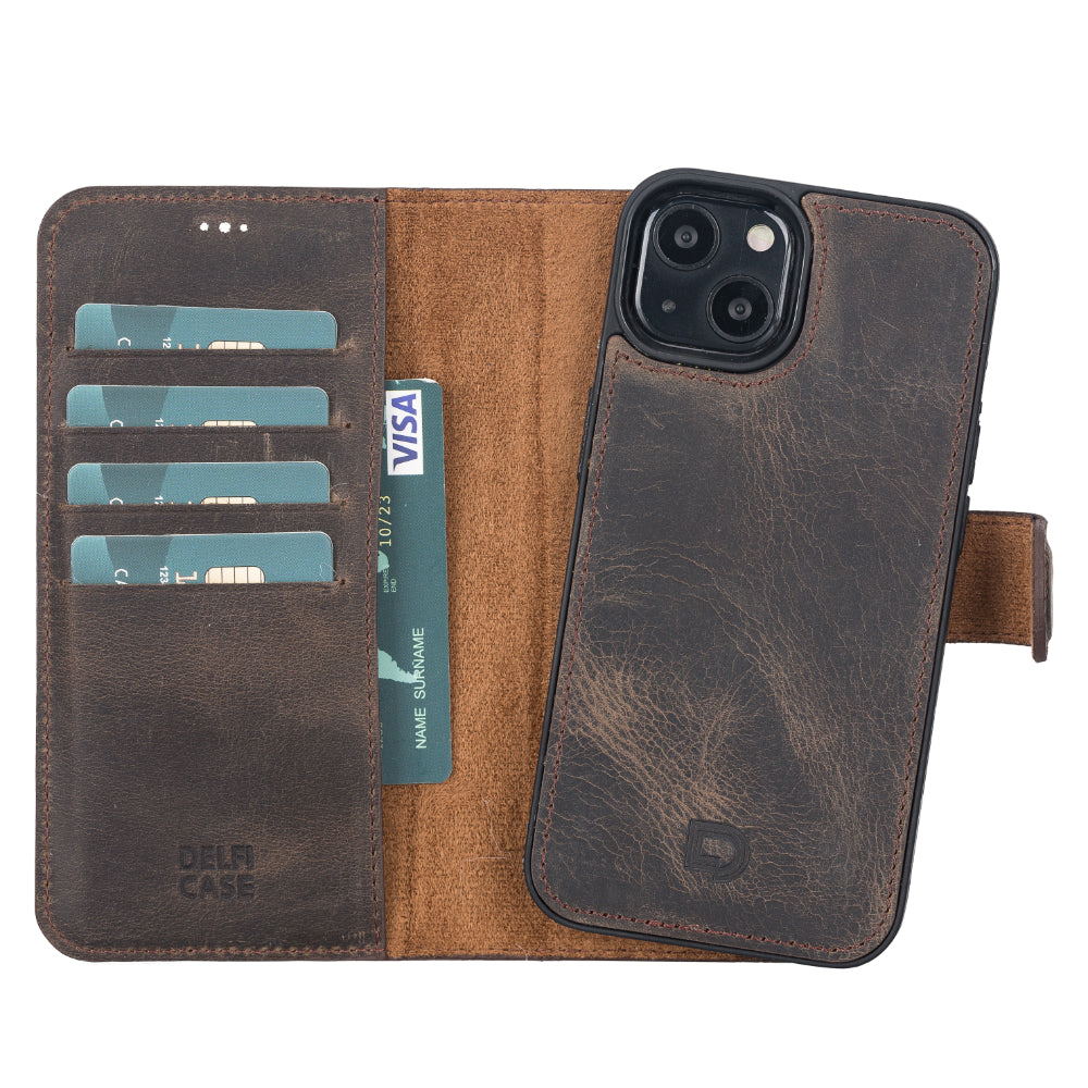 UnBranded Delfi, Magic Leather iPhone 13 Detachable Wallet Case Mocha