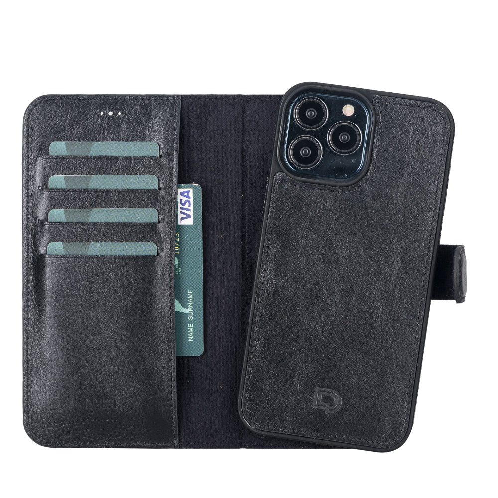 Bouletta Delfi, Magic Leather iPhone 13 Pro Max Detachable Wallet Case Black