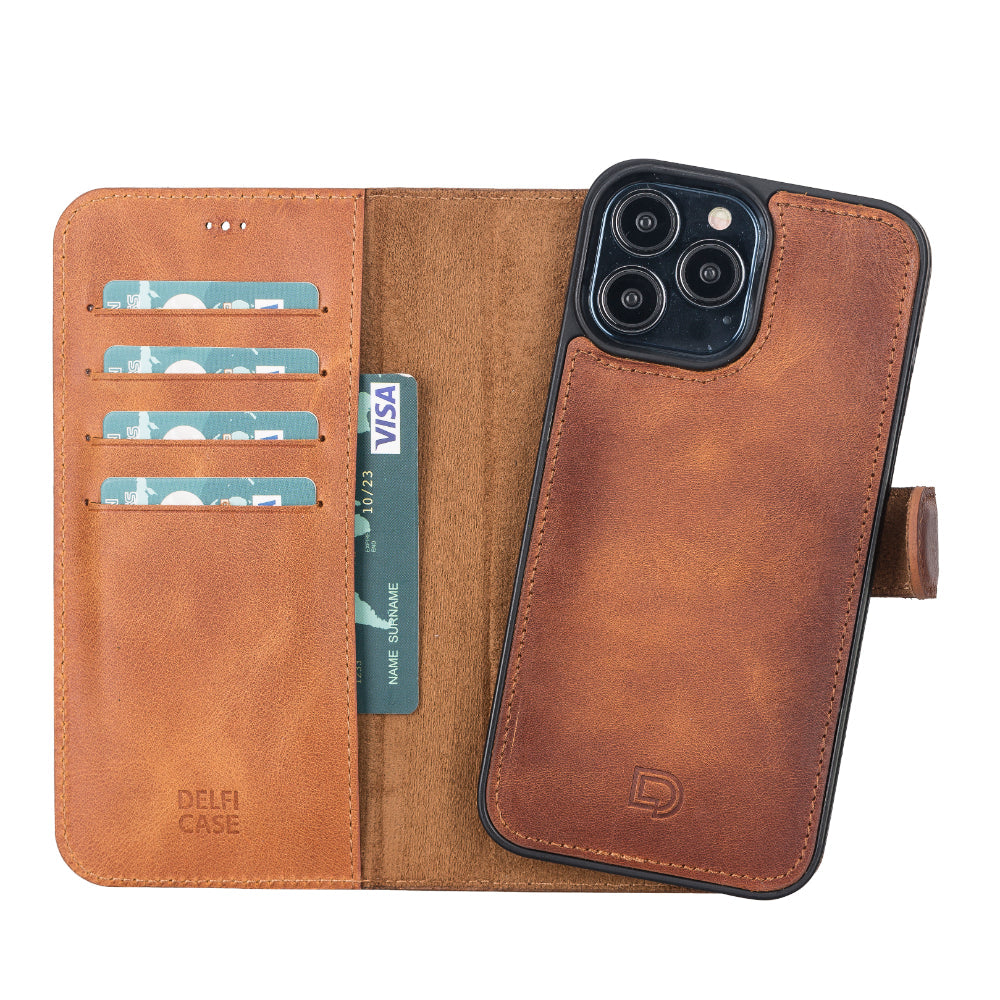 Bouletta Delfi, Magic Leather iPhone 13 Pro Max Detachable Wallet Case Tan