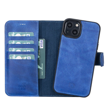 UnBranded Delfi, Magic Leather iPhone 13 Detachable Wallet Case Navy