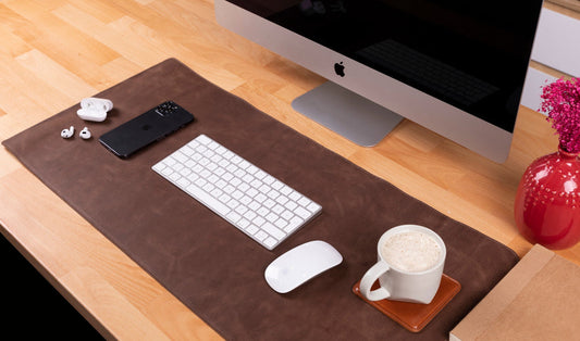 UnBranded Leather Desk Mat (35 cm X 78 cm) Saddle Brown