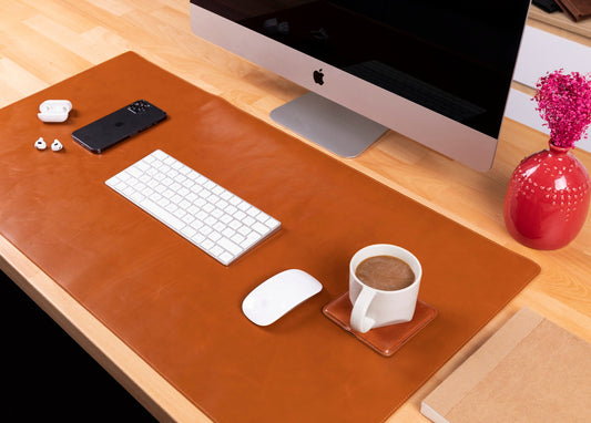 Bouletta Premium Leather Desk Mat - Elegant & Durable Tan