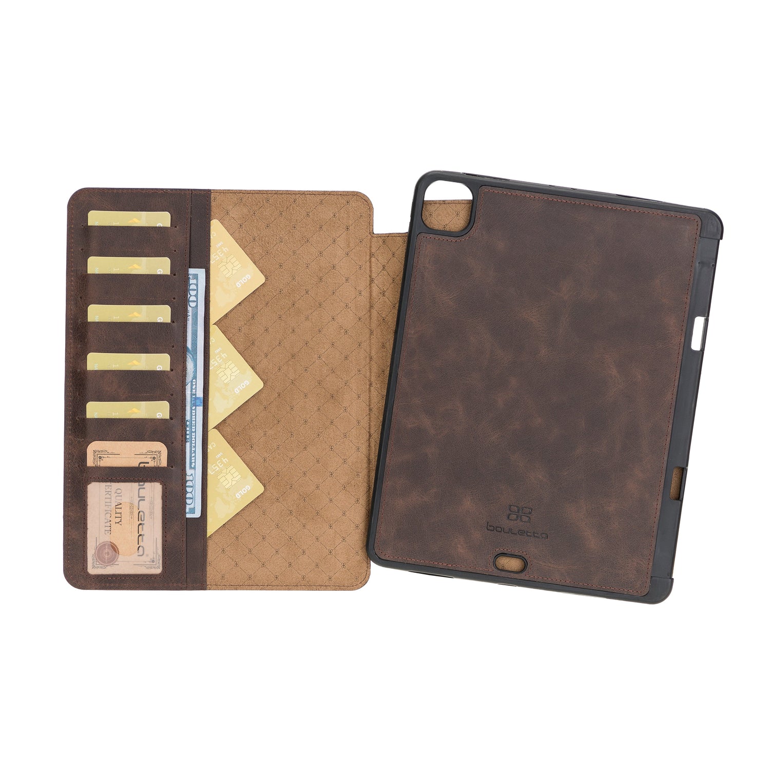 UnBranded Eto iPad Pro 11" (M4-2024) Leather Wallet Case I Pad Pro 11" (M4 2024) Brown