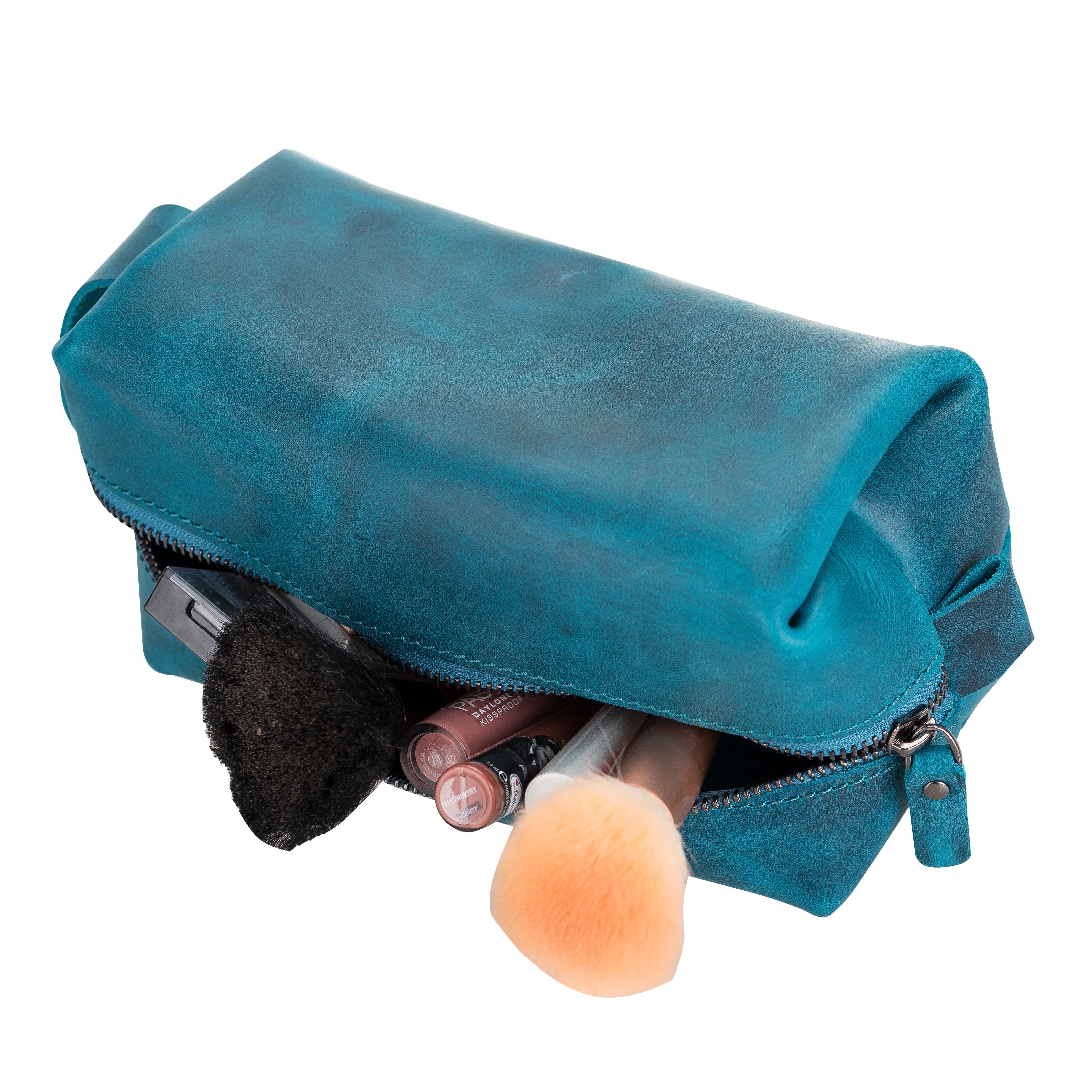 Bayelon Eve Leather Dopp Kit - Medium Size Sky Blue