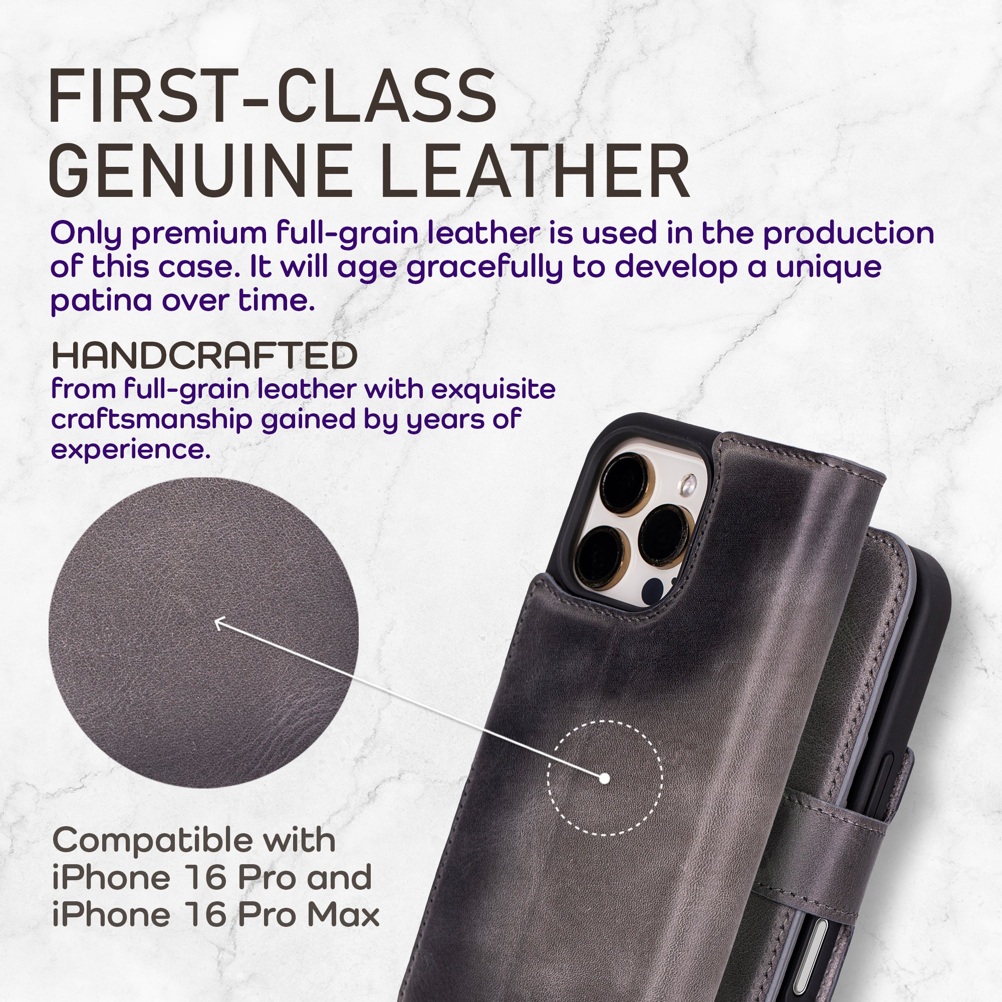 Bayelon iPhone 16 Pro Max Detachable Wallet Case