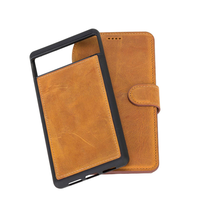 Google Pixel 6 Detachable Full Grain Leather Wallet Case with Kickstand Feature Bayelon