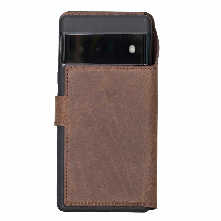 Google Pixel 6 Pro Detachable Full Grain Leather Wallet Case with Kickstand Feature Bayelon