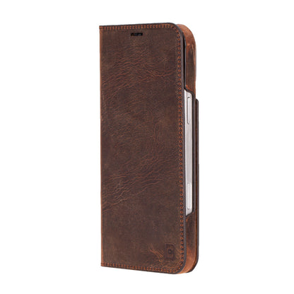 Bouletta Sonat Leather Folio Case for iPhone 16 Pro Saddle Brown