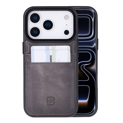 Bouletta Flex Cover Leather iPhone 17 Pro Case with Card Holder Gray