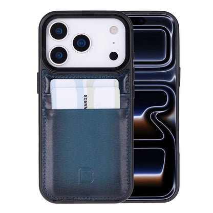 Bouletta Flex Cover Leather iPhone 17 Pro Case with Card Holder Blue