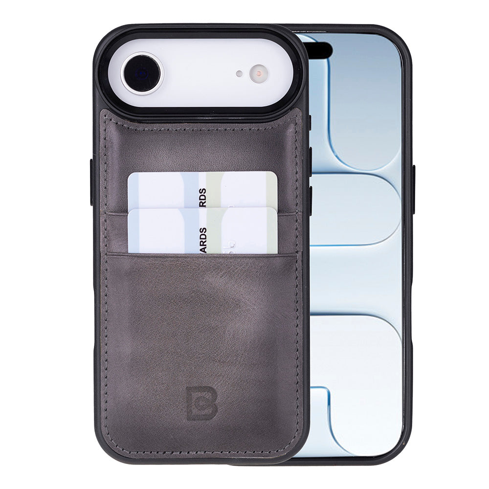 Bouletta Flex Cover Leather iPhone 17 Air Case with Card Holder Gray