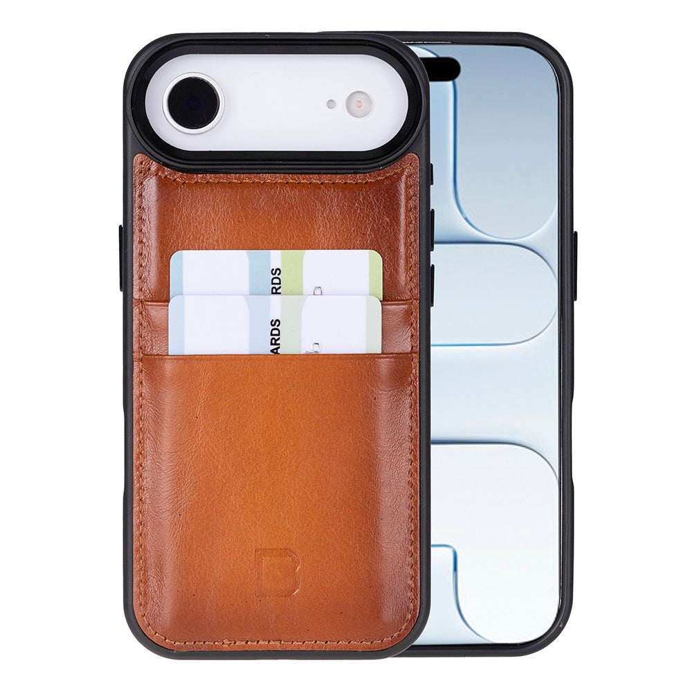 Bouletta Flex Cover Leather iPhone 17 Air Case with Card Holder Tan