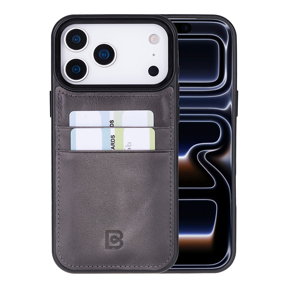 Bouletta Flex Cover Leather iPhone 17 Pro Max Case with Card Holder Gray