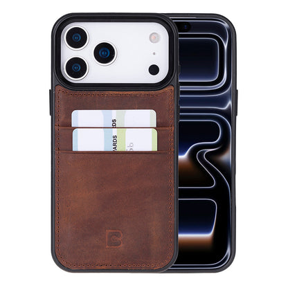 Bouletta Flex Cover Leather iPhone 17 Pro Max Case with Card Holder Saddle Brown