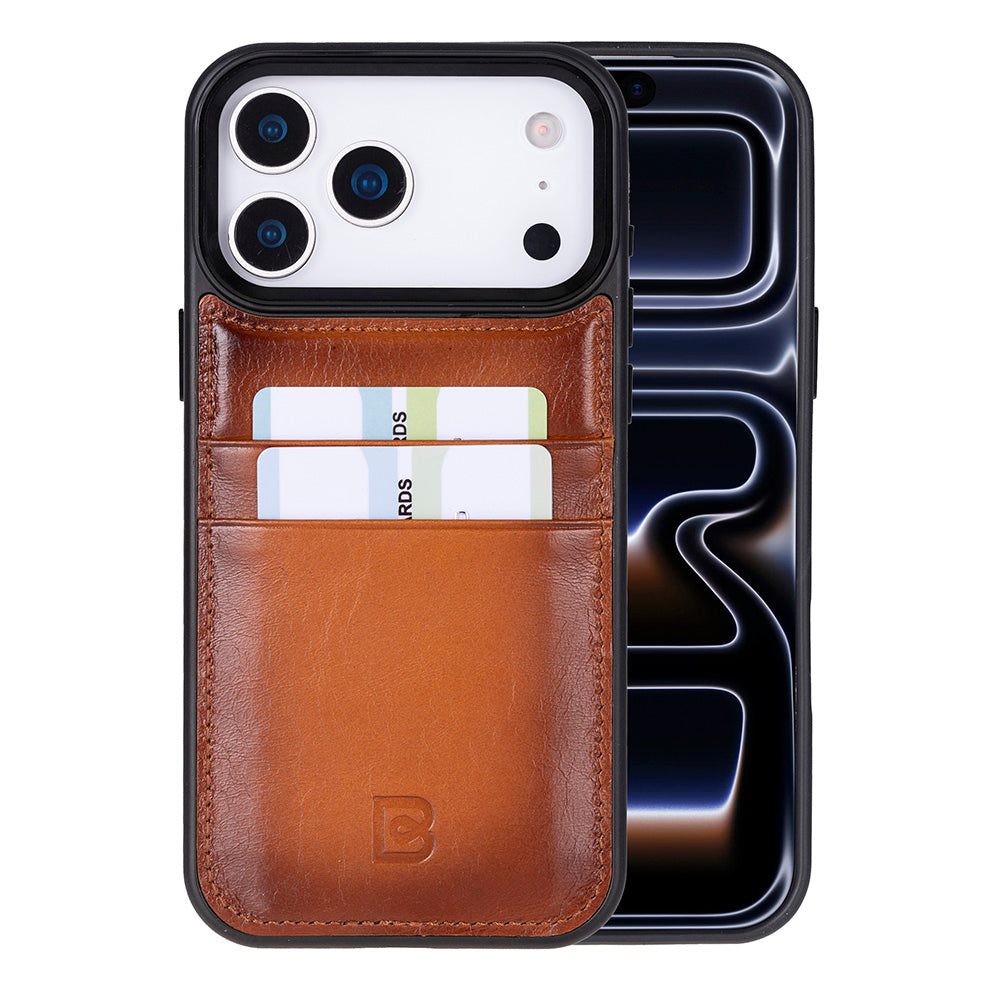 Bouletta Flex Cover Leather iPhone 17 Pro Max Case with Card Holder Tan