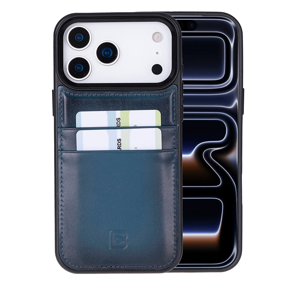 Bouletta Flex Cover Leather iPhone 17 Pro Max Case with Card Holder Blue