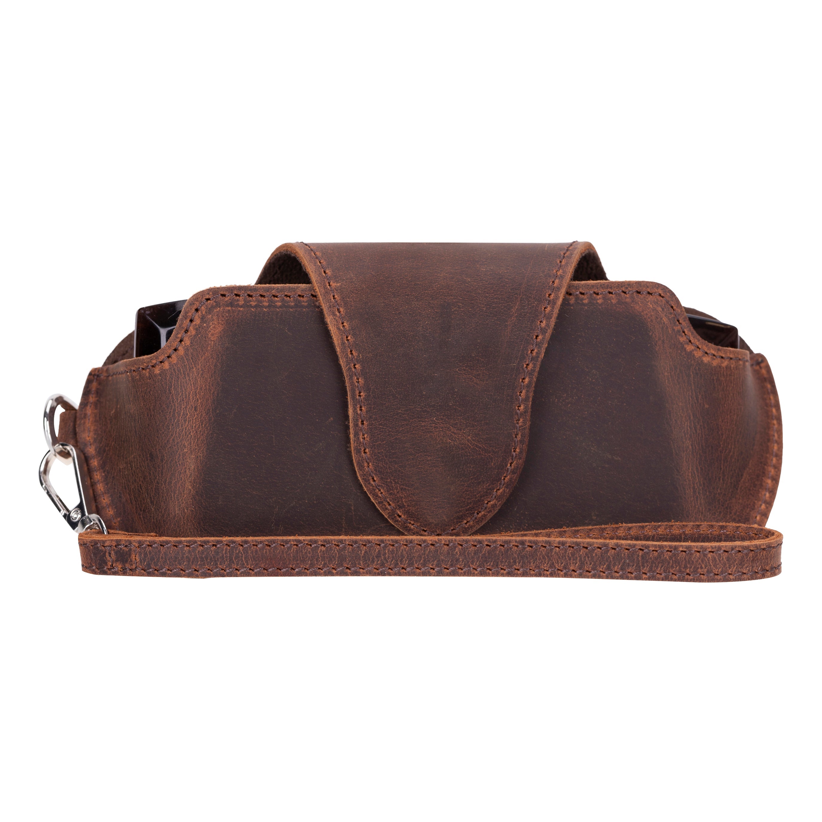 Bayelon Riviera Premium Leather Glasses Case Saddle Brown