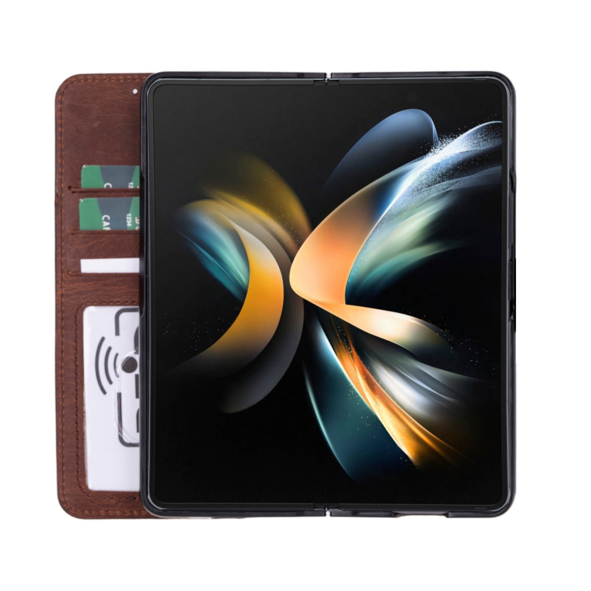 UnBranded Wallet ID Leather Google Pixel 10 Pro Fold Folio Case Saddle Brown