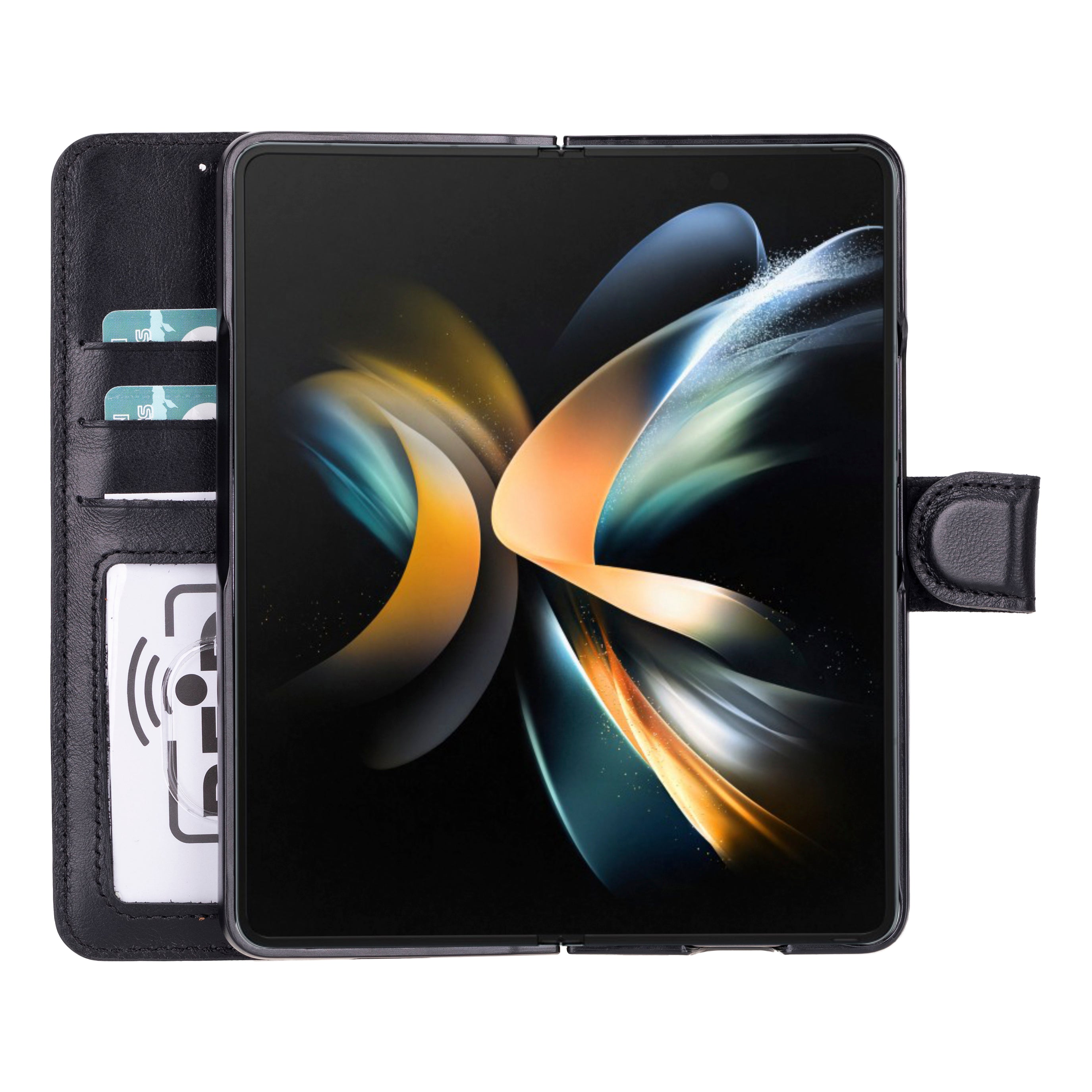 Bayelon Samsung Galaxy Z Fold 5 Leather Wallet Case with RFID Protection Black