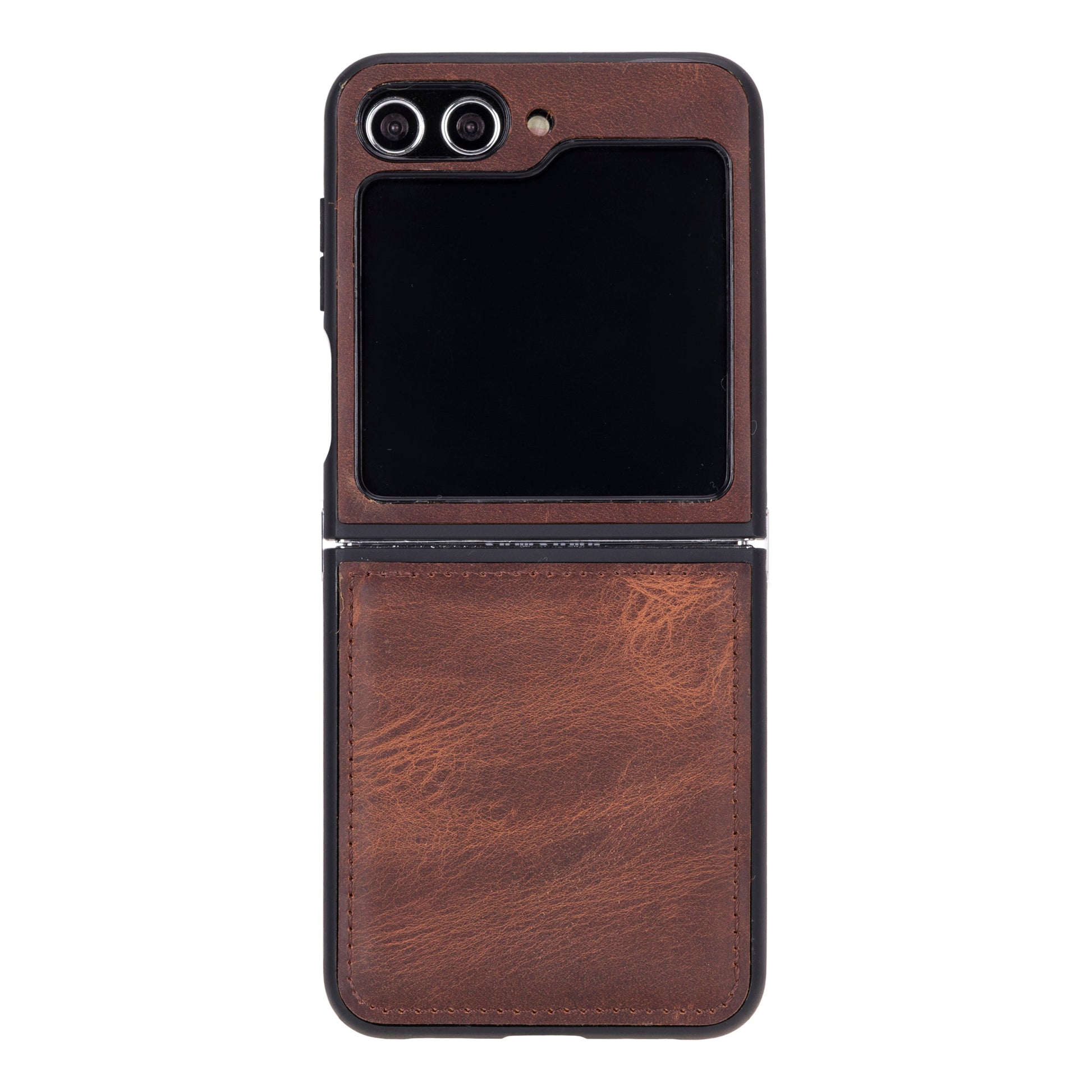 UnBranded Flex Samsung Z Flip 5 Leather Back Cover Case Saddle Brown