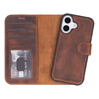 UnBranded Magic iPhone 17 Leather Detachable Wallet Case Saddle Brown