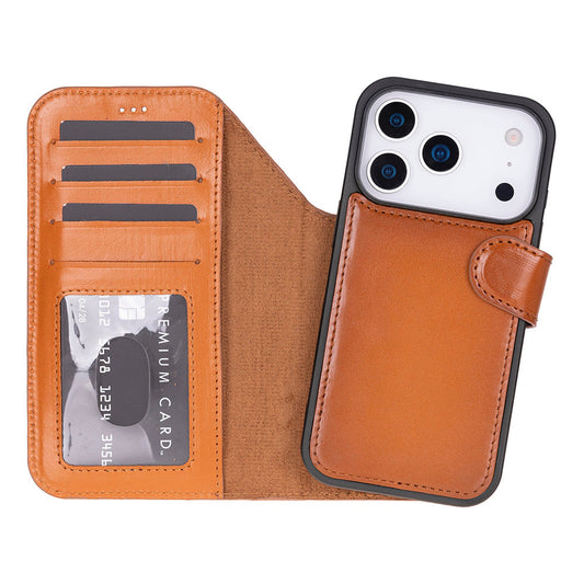UnBranded Magic iPhone 17 Pro Leather Detachable Wallet Case Tan