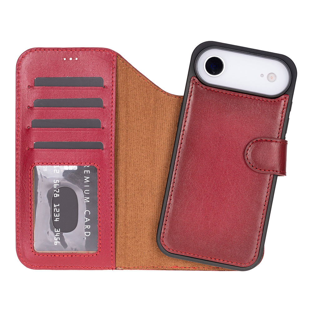 UnBranded Magic iPhone 17 Air Leather Detachable Wallet Case Red