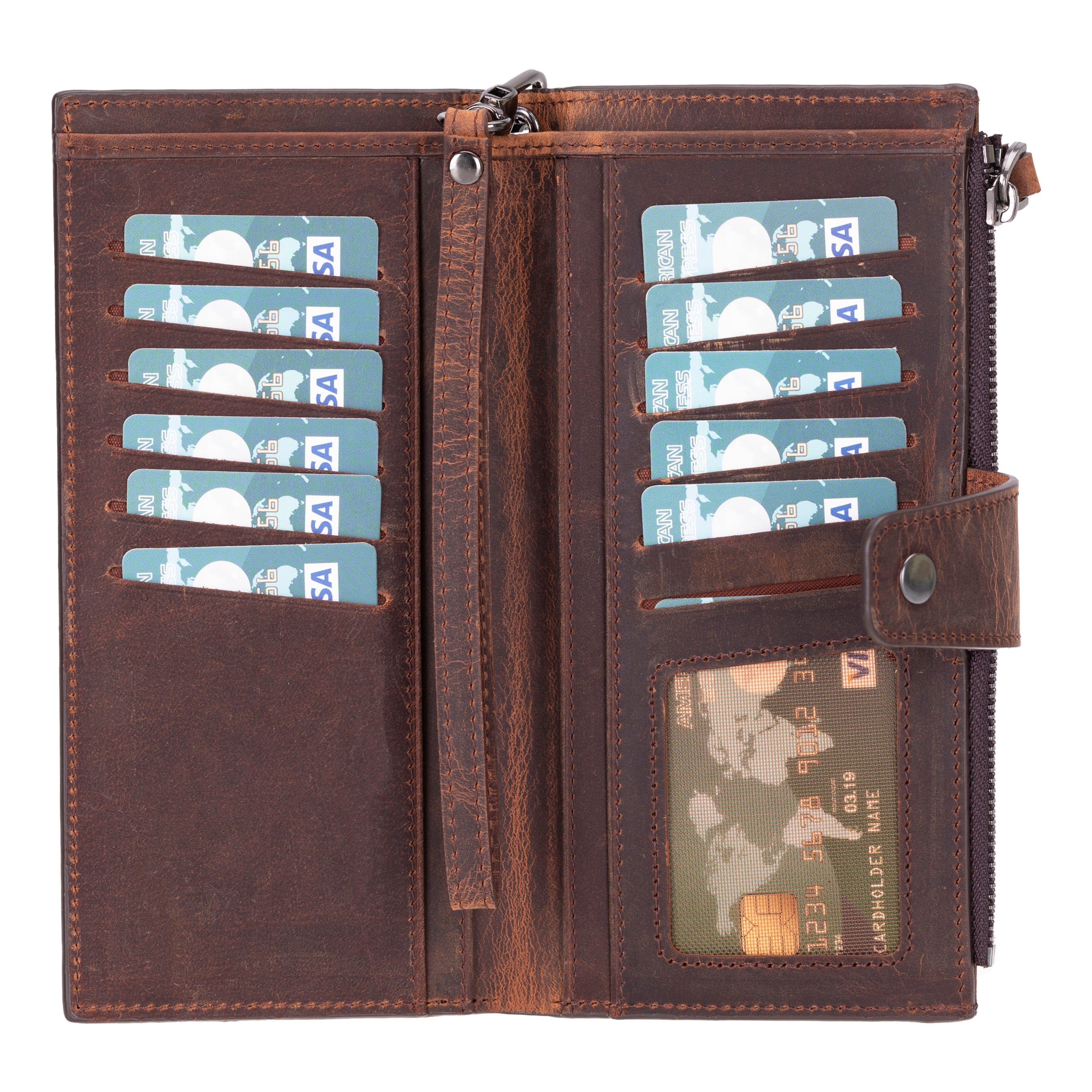 Bayelon Lozan Hanger Leather Wallet for Women Saddle Brown