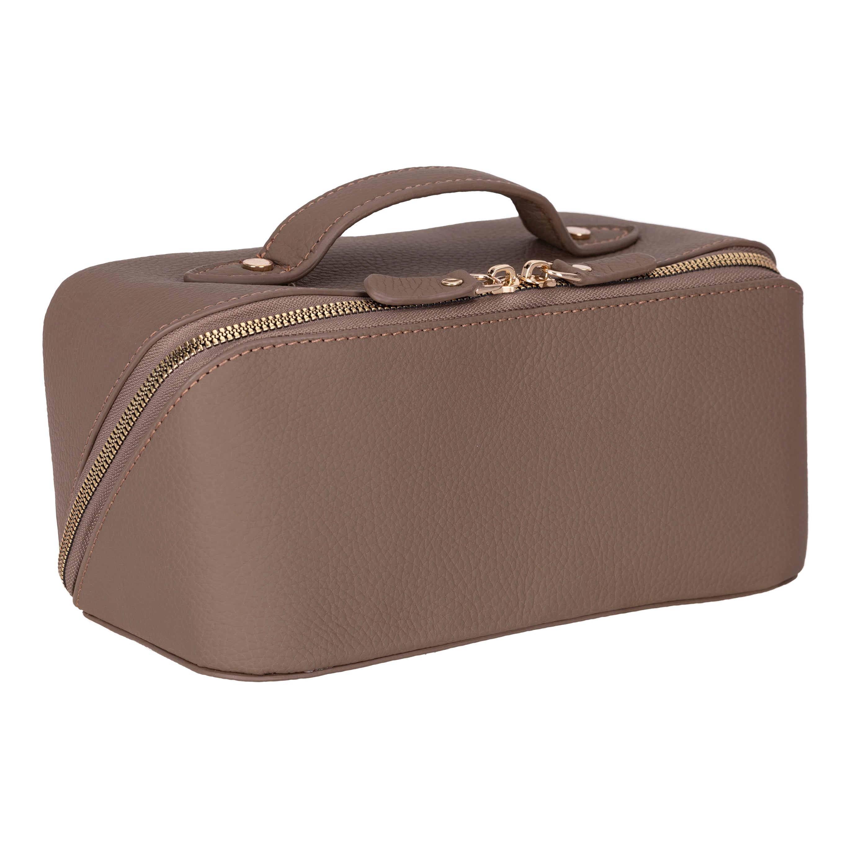 Bayelon Ella Leather Makeup Bag - Versatile Dopp Kit Taupe