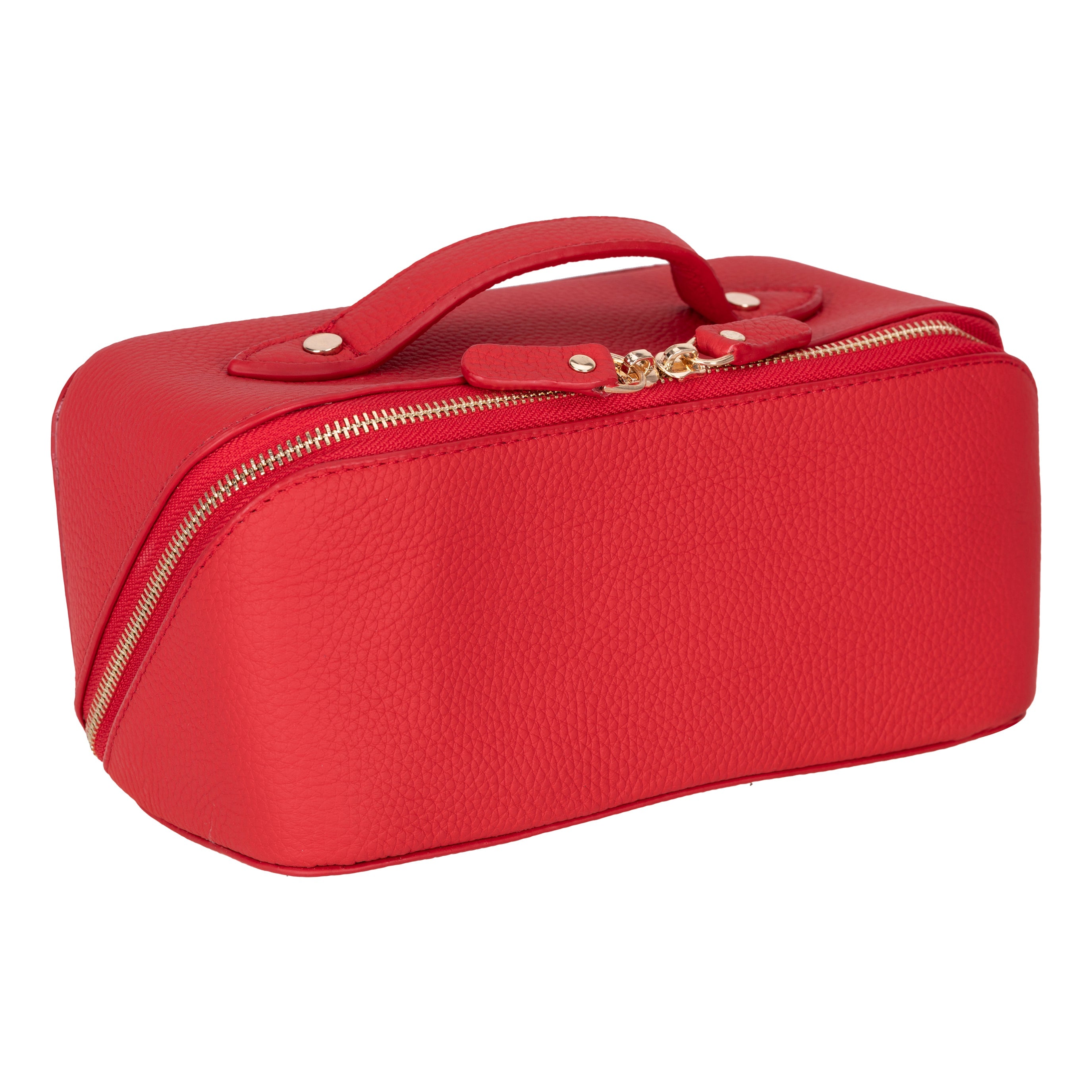 Bayelon Ella Leather Makeup Bag - Versatile Dopp Kit Red