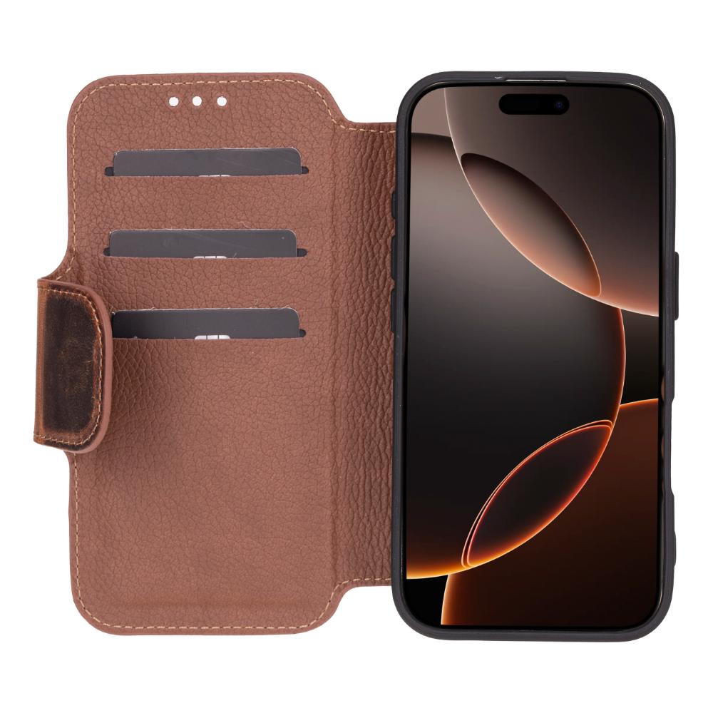 Bouletta Infinix iPhone 16 Pro Max Premium Leather Folio Case Saddle Brown