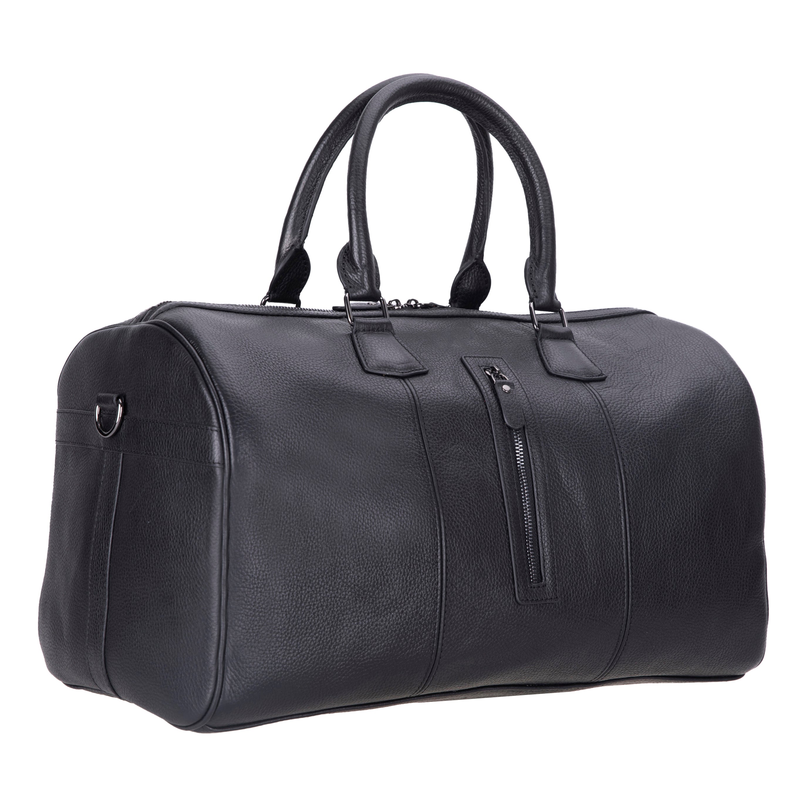 Bayelon Dolly Premium Leather Weekend Duffle Bag Pebble Black
