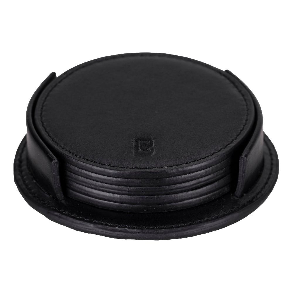 Bouletta Lavion Leather Cup Coaster Set Black