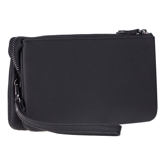 UnBranded Majeste Leather Clutch Bag Pebble Black