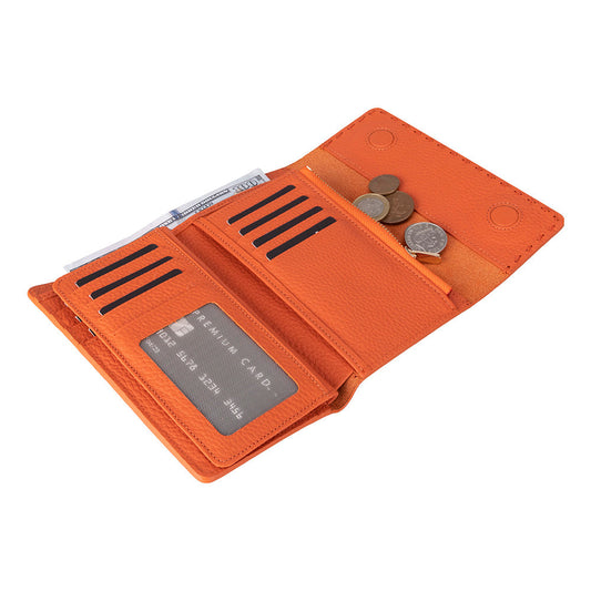 UnBranded Linea Leather Women's Wallet Pebble Orange
