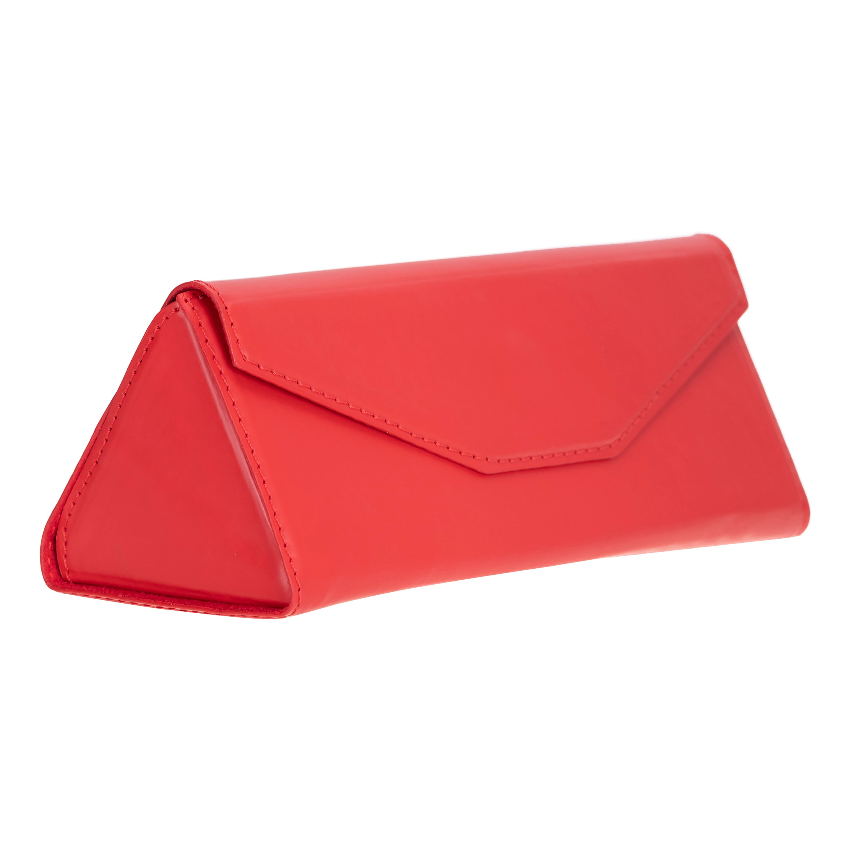Bayelon Smart Leather Glasses Case - Triangular Design Deep Red