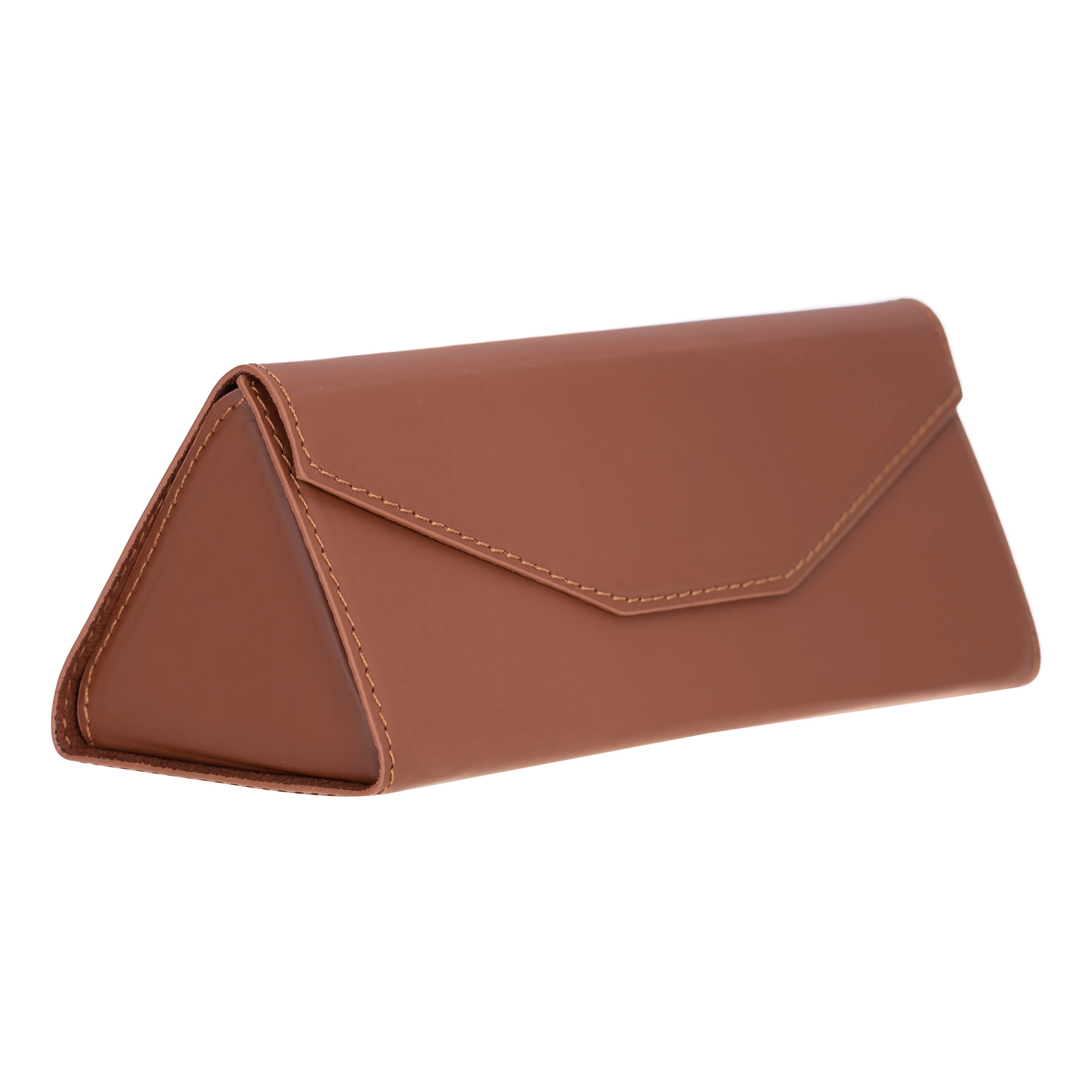 Bayelon Smart Leather Glasses Case - Triangular Design Deep Tan