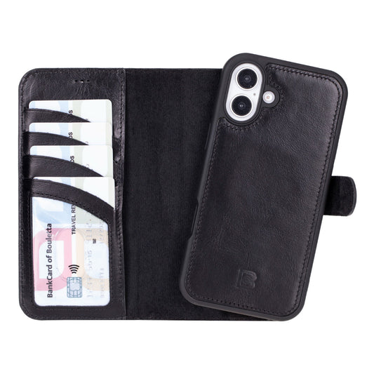 Bouletta Magic iPhone 16 Plus Leather Detachable Wallet Case Black