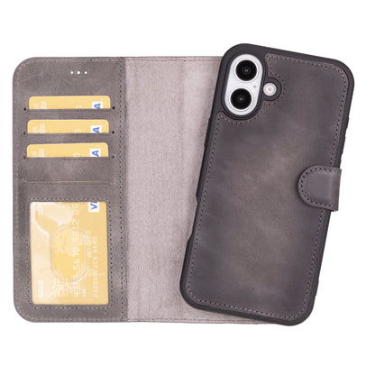 UnBranded Magic iPhone 16 Detachable Leather Wallet Case Sandy Gray