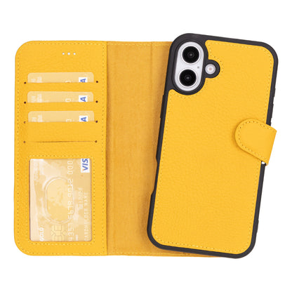 UnBranded Magic iPhone 16 Plus Detachable Leather Wallet Case Yellow