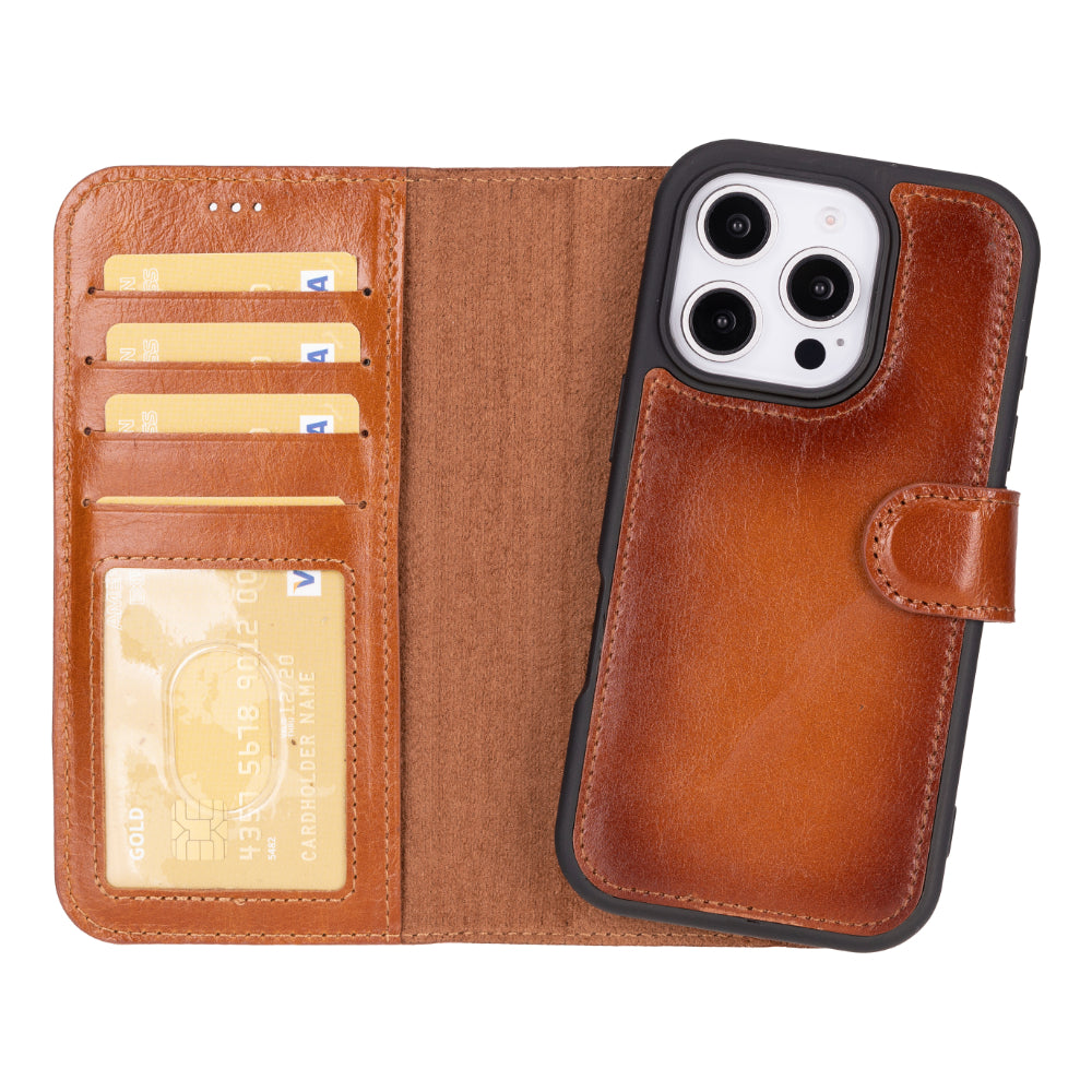 Bouletta Magic Leather Detachable Wallet Case for iPhone 16 Pro Max Tan