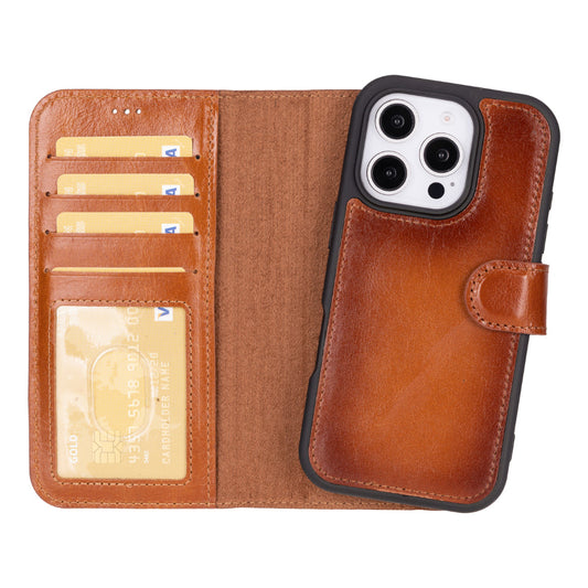 UnBranded Magic iPhone 16 Pro Max Leather Detachable Wallet Case Tan