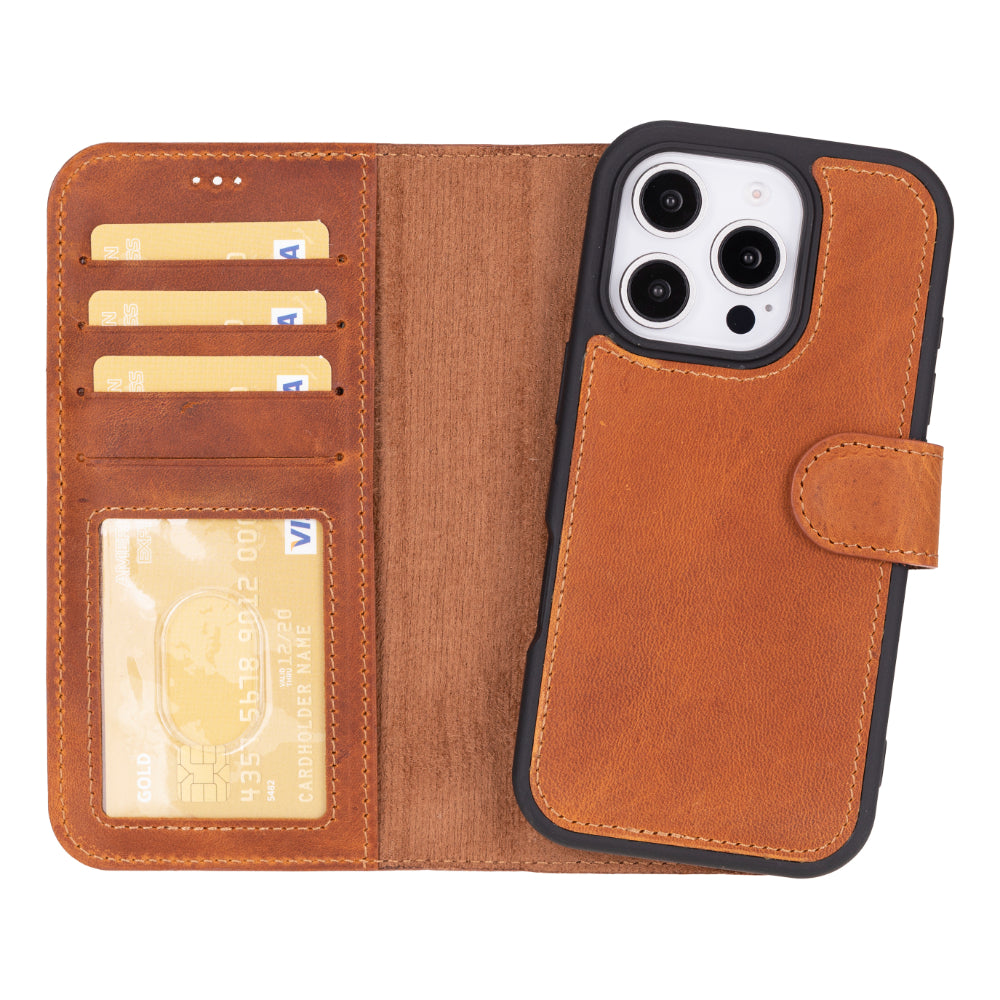 UnBranded Magic iPhone 16 Pro Max Leather Detachable Wallet Case Moccasin